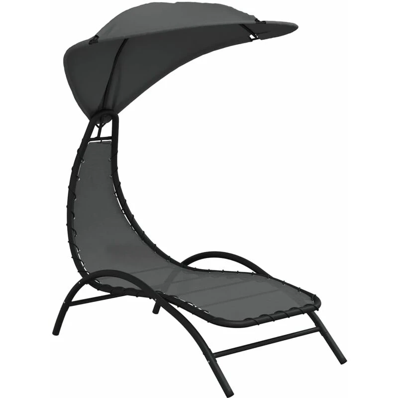 Image of JINLEFU Jinlefu - Sun Lounger with Canopy Dark Grey 167x80x195cm Fabric&Steel vidaXL JRVDZX-362707_DE