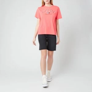 Image of Tommy Jeans Womens TJW Relaxed College Logo T-Shirt - Diva Pink - M