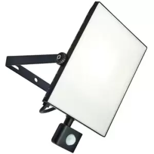 Image of ULTRA SLIM Outdoor 50W Cool LED Floodlight & PIR Sensor BLACK IP44 Weatherproof