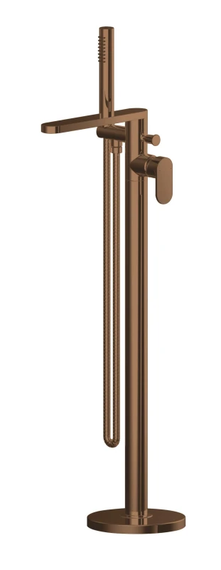 Image of Balterley Current Round Freestanding Bath Shower Mixer Tap, Kit - Brushed Bronze in Brown Brown Unisex