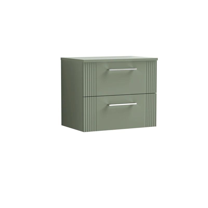 Image of Balterley 2 Drawer Wall Hung Vanity Colour Match Worktop Green 600mm Green