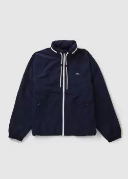 Image of Mens Lacoste Colour-block Water-Repellent Taffeta Short Jacket Size 48 Navy Blue