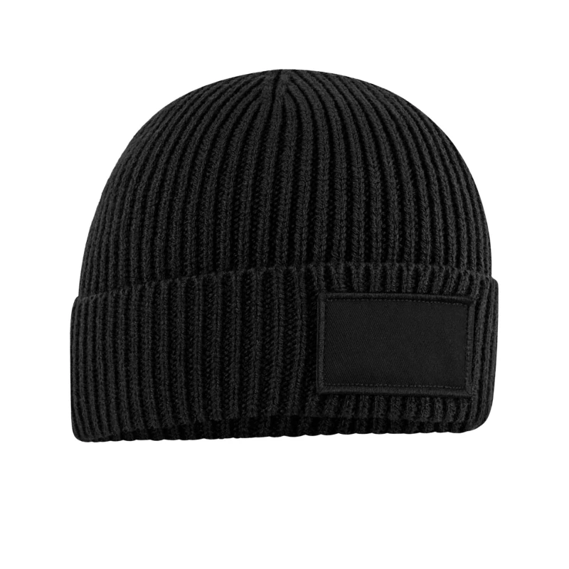 Image of Beechfield Beechfield Men Patch Beanie in Black One Size Male 5063377023039