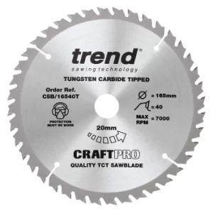 Image of Trend CRAFTPRO Wood Cutting Cordless Saw Blade 165mm 40T 20mm