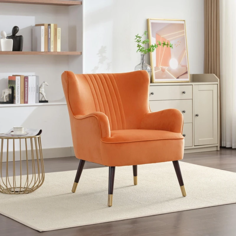 Image of Artemis Home Madison Velvet Fabric Accent Chair in Orange Orange Unisex