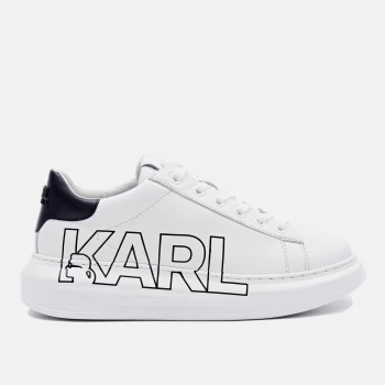 Image of KARL LAGERFELD Womens Kapri Outline Logo Lelather Chunky Trainers - White - UK 7
