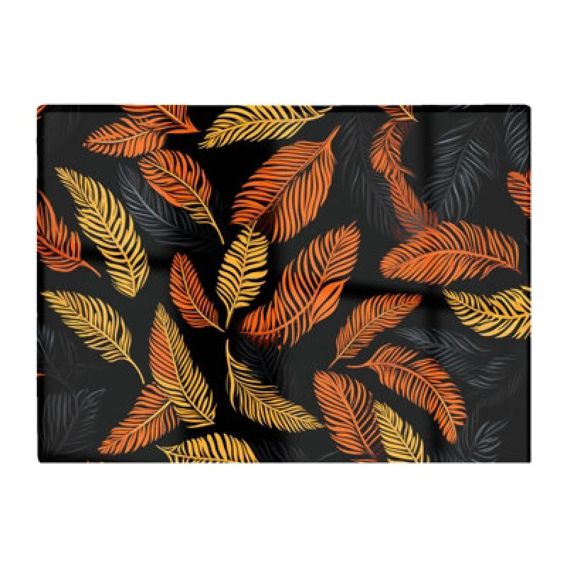 Image of Warren Reed Designer Orange Feather Leaves Glass Chopping Board