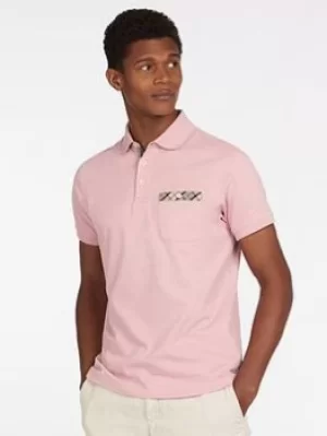 Image of Barbour Hirst Tartan Pocket Polo Shirt, Pink, Size 2XL, Men
