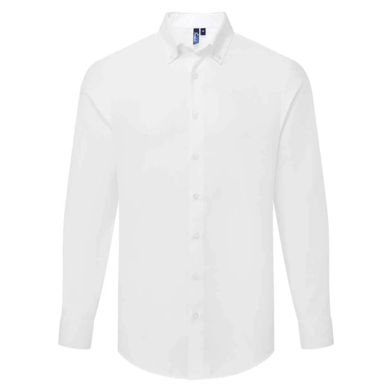 Image of Premier Premier Men Supreme Oxford Long-Sleeved Formal Shirt in White Size: X-Small White XS Male 5063750080420