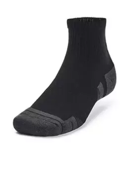 Image of Under Armour Performance Tech 3pk Quarter Socks - Black, Size XL, Men