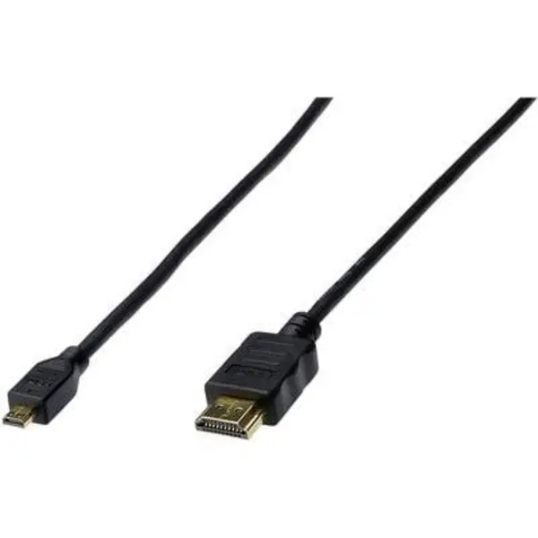 Image of Digitus Digitus HDMI Cable HDMI-A plug, HDMI-Micro-D plug 1m Black AK-330115-010-S gold plated connectors HDMI cable AK-330115-010-S