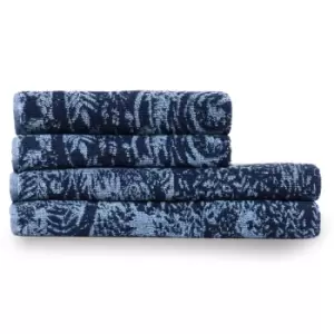 Image of Winter Woods Animal Jacquard 4 Piece Hand/Bath Towel Set Midnight