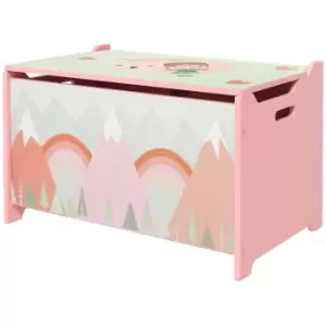 Image of ZONEKIZ Toy Box for Girls Boys, Kids Toy Chest with Lid Safety Hinge, Cute Animal Design, Pink