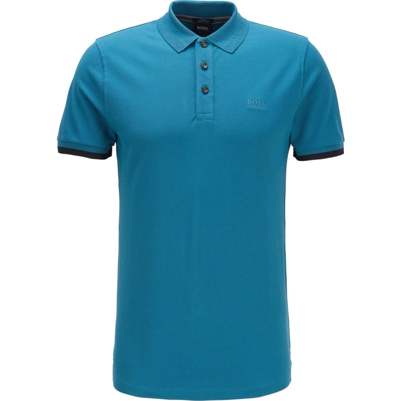 Image of Boss Mens Phillipson Short Sleeve Polo Shirt Turquoise/Aqua male S