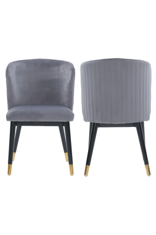 Image of Life Interiors Life Interiors Set of 2 Sofina Modern Velvet Dining Chairs, Tufted Back, Wooden Frame in Grey Grey One Size Unisex 5056660011813
