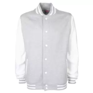 Image of FDM Unisex Varsity / University Jacket (Contrast Sleeves) (S) (Heather Grey/White)