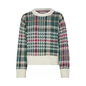 Image of Tommy Hilfiger Wool Blend Check C-Nk - Cream