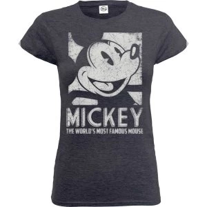 Image of Disney - Mickey Mouse Most Famous Womens Medium T-Shirt - Grey