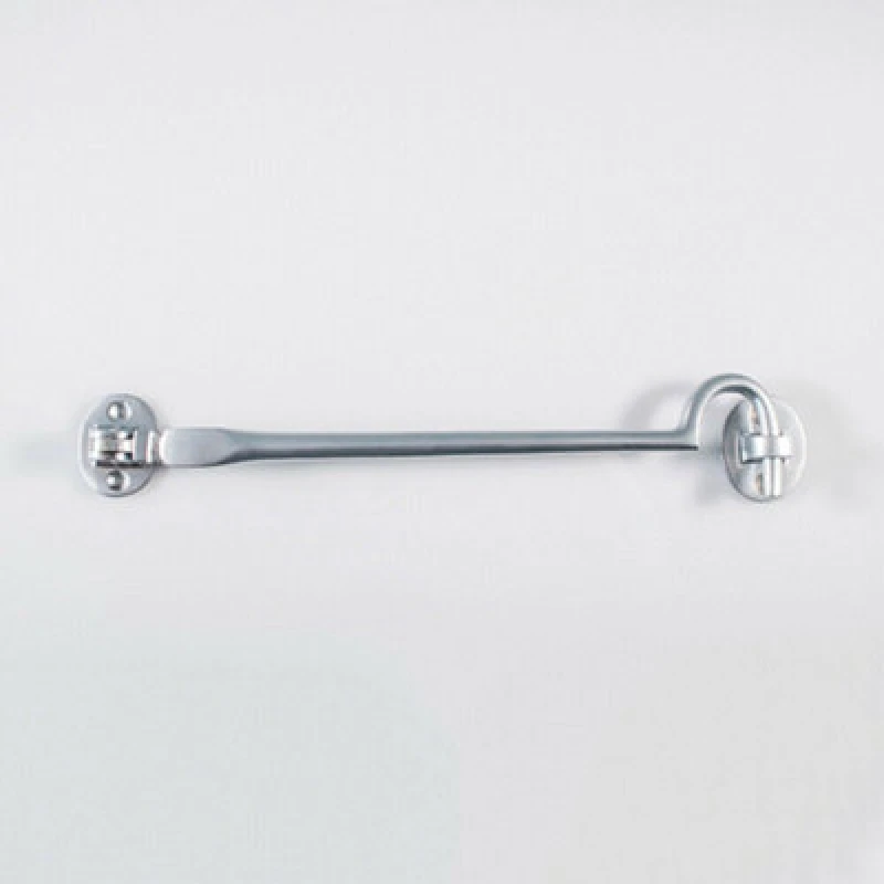 Image of Loops Heavy Duty Cabin Hook & Eye Satin Chrome 254mm Arm Cabinet Hatch Lock Multi
