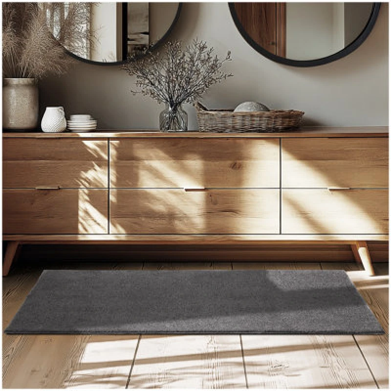 Image of Tectake Rug Zonelle - Short Pile And Ultra-Soft, Rectangular Or Round 80 X 150 Cm - Anthracite