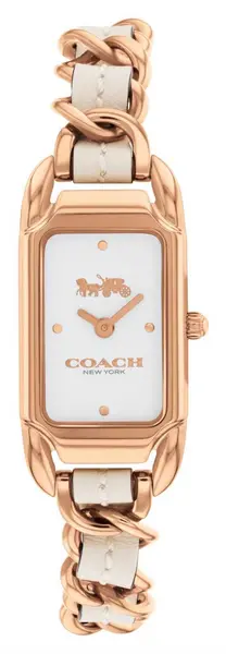 Image of Coach 14504283 Womens Cadie White Rectangle Dial / White Watch