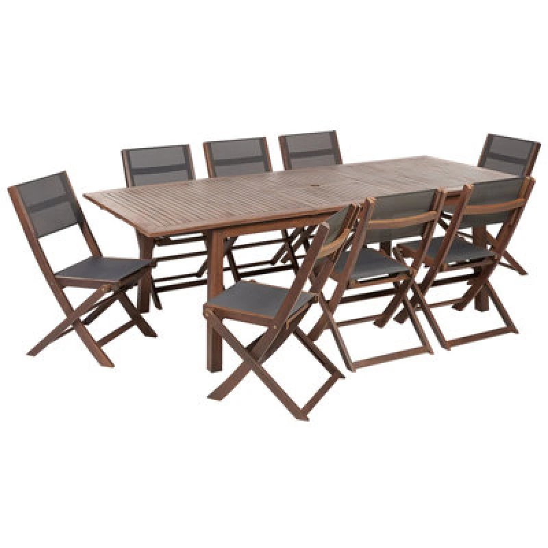 Image of Beliani Garden Dining Set 8 Seater Cesana Acacia Wood Dark Brown