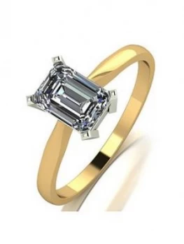Image of Moissanite 9Ct Yellow Gold 1.20Ct Equivalent Emerald Cut Solitaire Ring