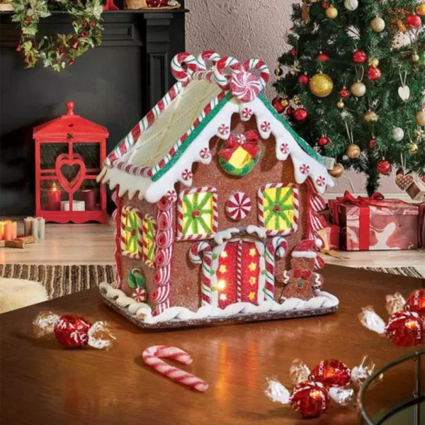 Image of 23cm Battery Operated LED Christmas Gingerbread Candy Chalet Decoration