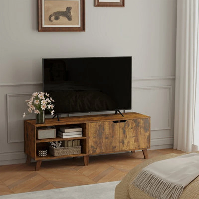 Image of Songmics Vasagle TV Cabinet For Tvs Up To 65", 140 Cm Wide TV Stand With 2 Doors, Adjustable Shelves, TV Table
