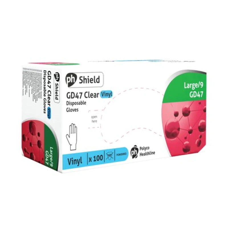 Image of Shield Powdered Vinyl Gloves Clear L (100 Pack) GD47-L