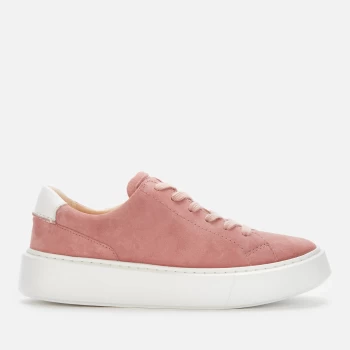 Image of Clarks Womens Hero Lite Lace Suede Flatform Trainers - Rose - UK 6