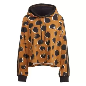 Image of adidas Essentials 3-Stripes Animal Print Hoodie (Plus Siz - Bronze Strata / Multicolor / B