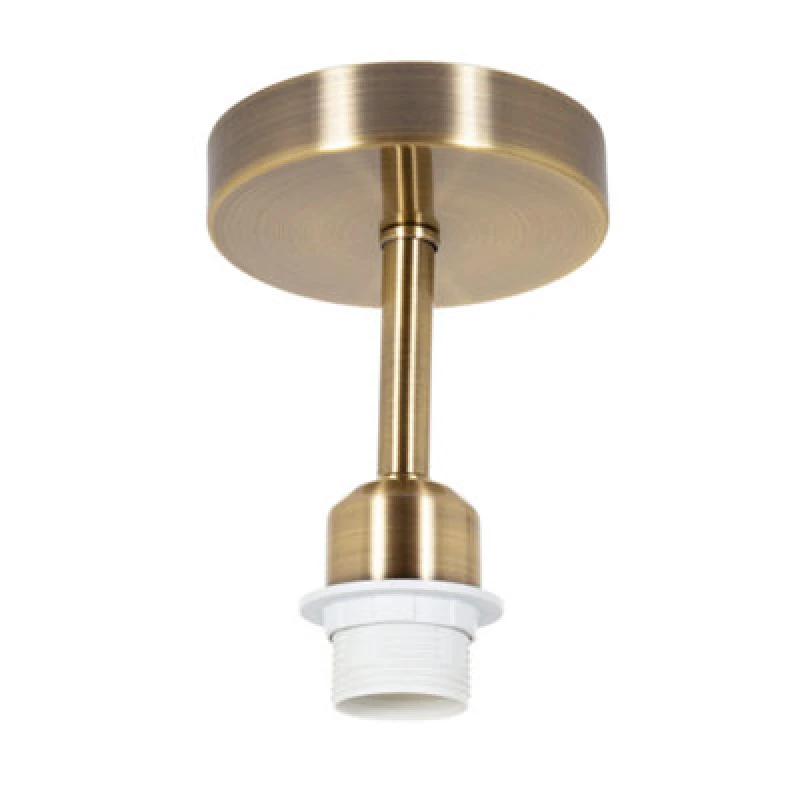 Image of Happy Homewares Brushed Antique Brass Ceiling Light Fitting For Industrial Style Light Bulbs