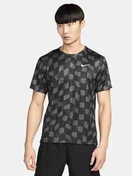 Image of Nike Dri-fit Miler Dye Tee - Black, Size S, Men