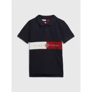 Image of Tommy Hilfiger Icon Centre Flag Polo Shirt Junior Boys - Blue