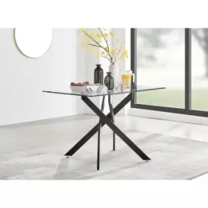 Image of Furniturebox Leonardo 4 Seat Black Metal Leg Modern Dining Table