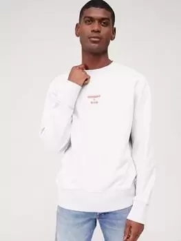 Image of Superdry Corp Logo Crew Neck Sweatshirt, Grey Size M Men