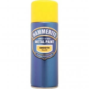 Image of Hammerite Smooth Finish Aerosol Metal Paint Yellow 400ml