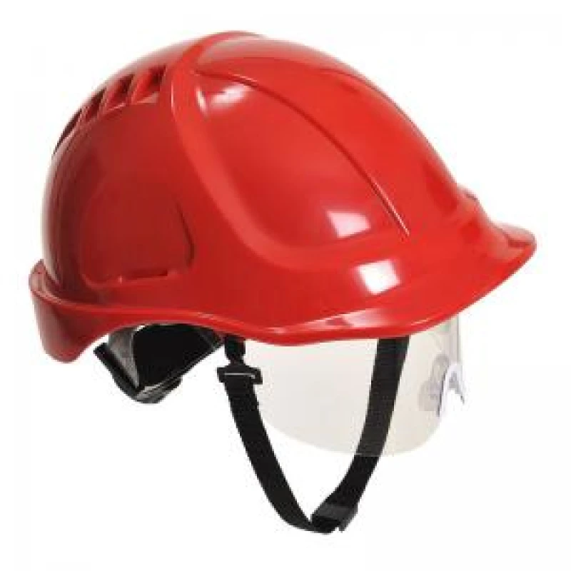 Image of Portwest Endurance Plus Safety Helmet and Visor PW54RER Colour: Red