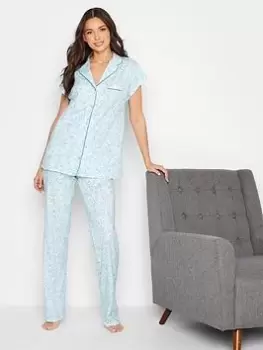 Image of Long Tall Sally Tall Romantic Floral Button Through Pj Set, Blue, Size 14-16, Women
