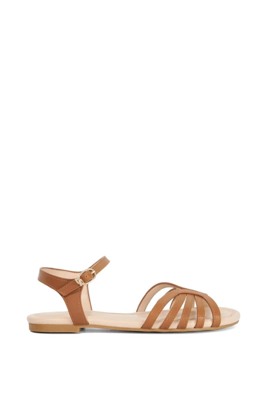 Image of Dune London Womens 'Lilou' Leather Sandals in Tan Size: 6 Tan Female 6