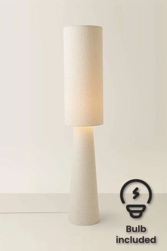 Image of ValueLights Ash Cream Midi Full Fabric Boucle Floor Lamp with LED Bulb Cream Unisex