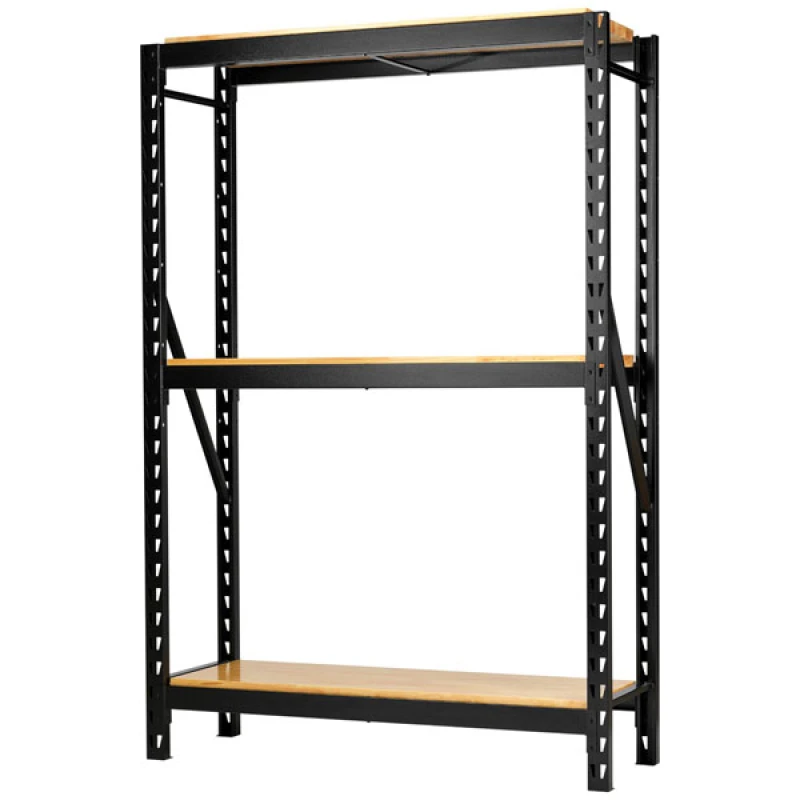 Image of Bunker 14 Piece Modular 3 Tier Hardwood Shelf Racking Unit 27793 Colour: Black