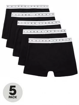 Image of River Island RI Boxers 5 Pack Black Size 9-10 Years Boys