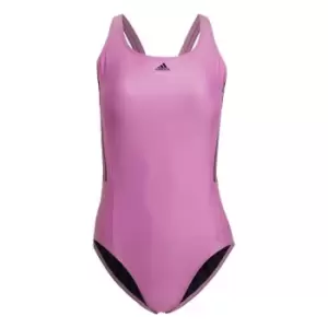 Image of adidas Mid 3-Stripes Swimsuit Womens - Pulse Lilac / Legend Ink