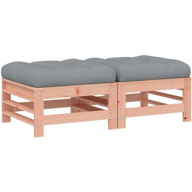 Image of VIDAXL Garden Footstools with Cushions 2pcs Solid Wood Douglas Vidaxl 8720845803032
