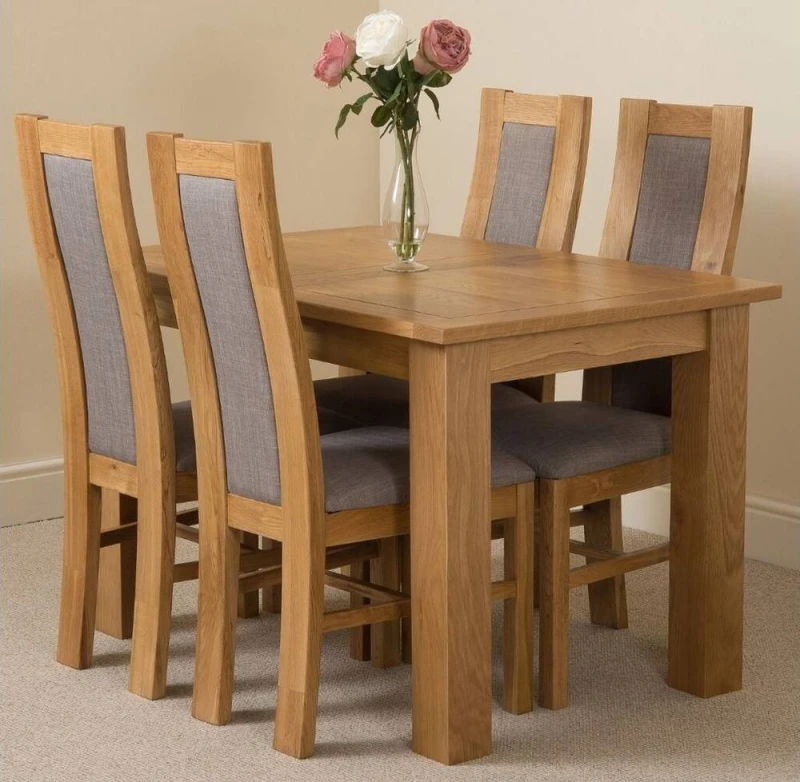 Image of Thats Furniture Hampton 120-160cm Oak Extending Dining Table & 4 Stanford Chairs in Brown Brown Unisex