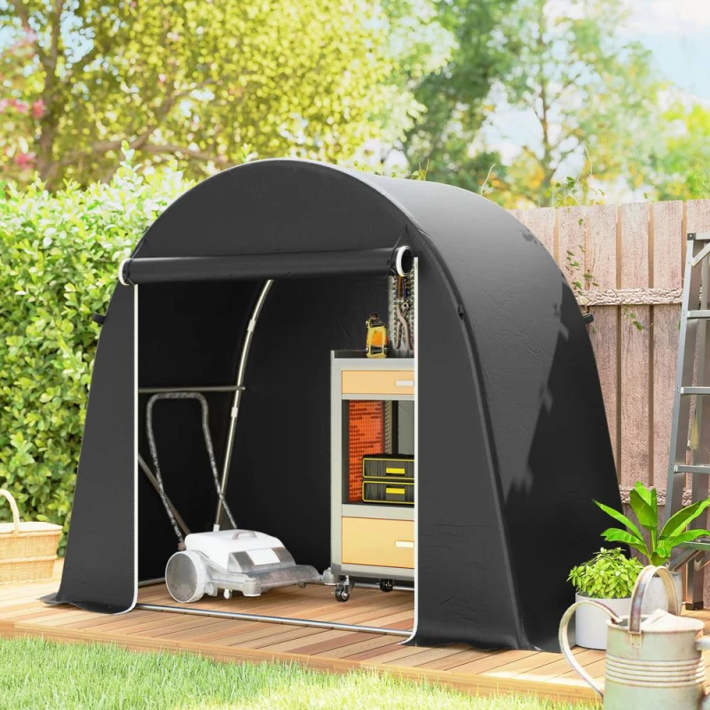 Image of OUTSUNNY 8 x 4ft Garden Storage Shed Tent Bike Tent, Dark Grey Dark Grey Unisex