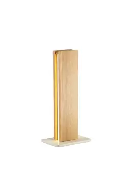 Image of Table Lamp, 2 x 6W LED, 3000K, 450lm, Medium Oak, Matt White