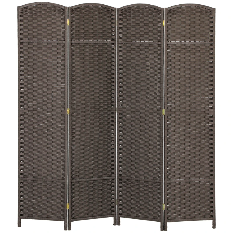 Image of HOMCOM HOMCOM 4 Panel Folding Room Divider, Privacy Screen, 160 x 170cm, Brown Size: Small Brown Small Unisex 5063603050679